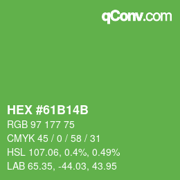 カラーコード: HEX #61B14B | qconv.com