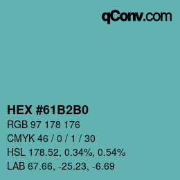 Color code: HEX #61B2B0 | qconv.com