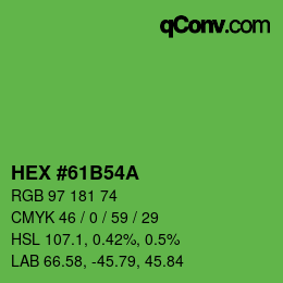 Código de color: HEX #61B54A | qconv.com