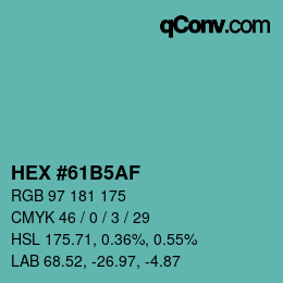 颜色代码: HEX #61B5AF | qconv.com