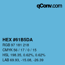 カラーコード: HEX #61B5DA | qconv.com