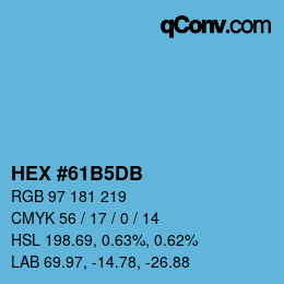 カラーコード: HEX #61B5DB | qconv.com