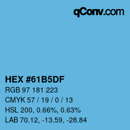 カラーコード: HEX #61B5DF | qconv.com