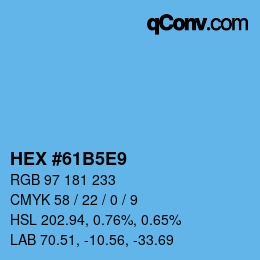 カラーコード: HEX #61B5E9 | qconv.com