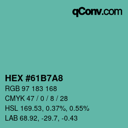 颜色代码: HEX #61B7A8 | qconv.com
