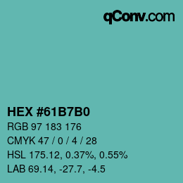 カラーコード: HEX #61B7B0 | qconv.com