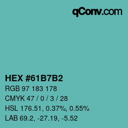 颜色代码: HEX #61B7B2 | qconv.com