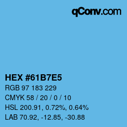 颜色代码: HEX #61B7E5 | qconv.com