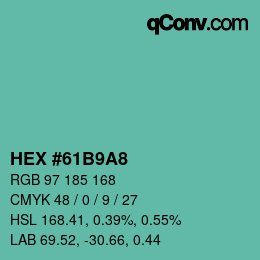 Farbcode: HEX #61B9A8 | qconv.com