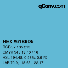 カラーコード: HEX #61B9D5 | qconv.com