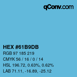 カラーコード: HEX #61B9DB | qconv.com