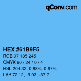 颜色代码: HEX #61B9F5 | qconv.com