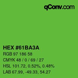 カラーコード: HEX #61BA3A | qconv.com