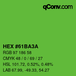 Color code: HEX #61BA3A | qconv.com