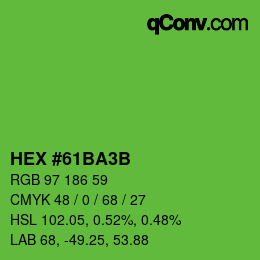 颜色代码: HEX #61BA3B | qconv.com