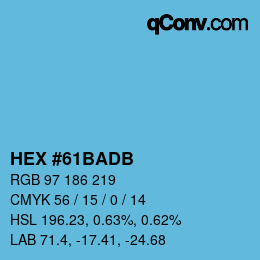 カラーコード: HEX #61BADB | qconv.com