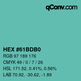 カラーコード: HEX #61BDB0 | qconv.com