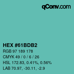 カラーコード: HEX #61BDB2 | qconv.com