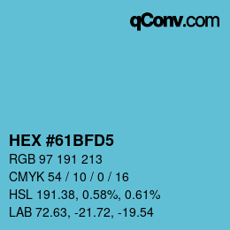 カラーコード: HEX #61BFD5 | qconv.com