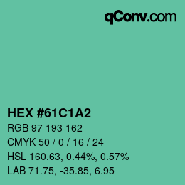 颜色代码: HEX #61C1A2 | qconv.com