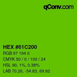 Color code: HEX #61C200 | qconv.com