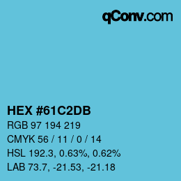 Farbcode: HEX #61C2DB | qconv.com