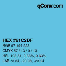カラーコード: HEX #61C2DF | qconv.com