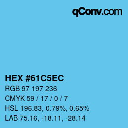颜色代码: HEX #61C5EC | qconv.com