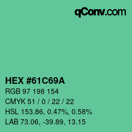 Color code: HEX #61C69A | qconv.com