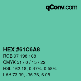 カラーコード: HEX #61C6A8 | qconv.com
