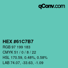 颜色代码: HEX #61C7B7 | qconv.com