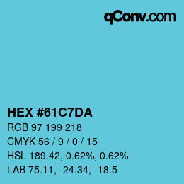 カラーコード: HEX #61C7DA | qconv.com