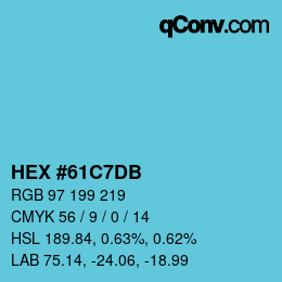 カラーコード: HEX #61C7DB | qconv.com