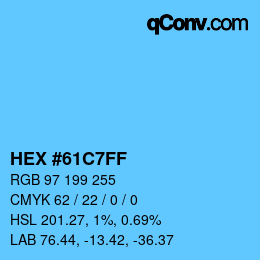 Color code: HEX #61C7FF | qconv.com