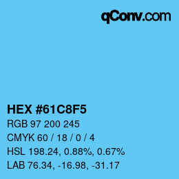 カラーコード: HEX #61C8F5 | qconv.com
