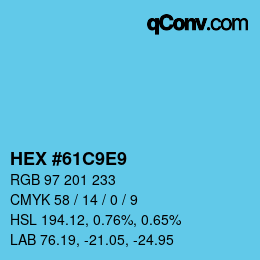 カラーコード: HEX #61C9E9 | qconv.com