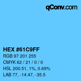 Color code: HEX #61C9FF | qconv.com
