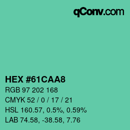 Color code: HEX #61CAA8 | qconv.com