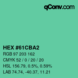 Color code: HEX #61CBA2 | qconv.com