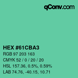カラーコード: HEX #61CBA3 | qconv.com