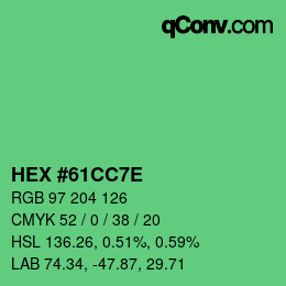 Color code: HEX #61CC7E | qconv.com
