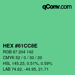 Color code: HEX #61CC8E | qconv.com