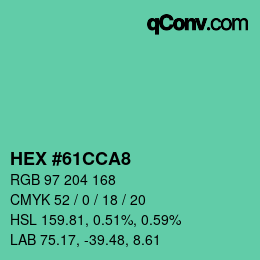 颜色代码: HEX #61CCA8 | qconv.com
