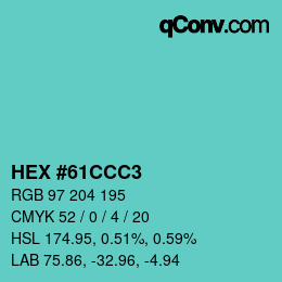Color code: HEX #61CCC3 | qconv.com