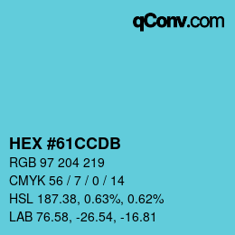 カラーコード: HEX #61CCDB | qconv.com