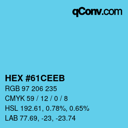 Farbcode: HEX #61CEEB | qconv.com