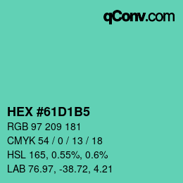 颜色代码: HEX #61D1B5 | qconv.com