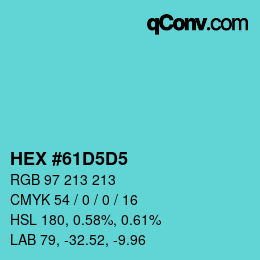 Farbcode: HEX #61D5D5 | qconv.com