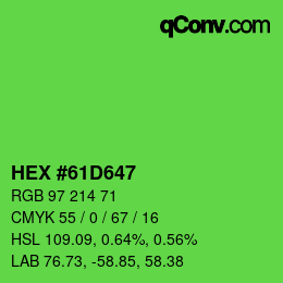 カラーコード: HEX #61D647 | qconv.com