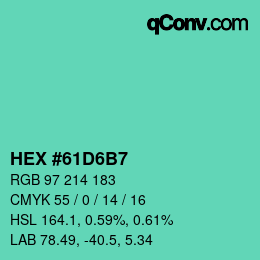 カラーコード: HEX #61D6B7 | qconv.com